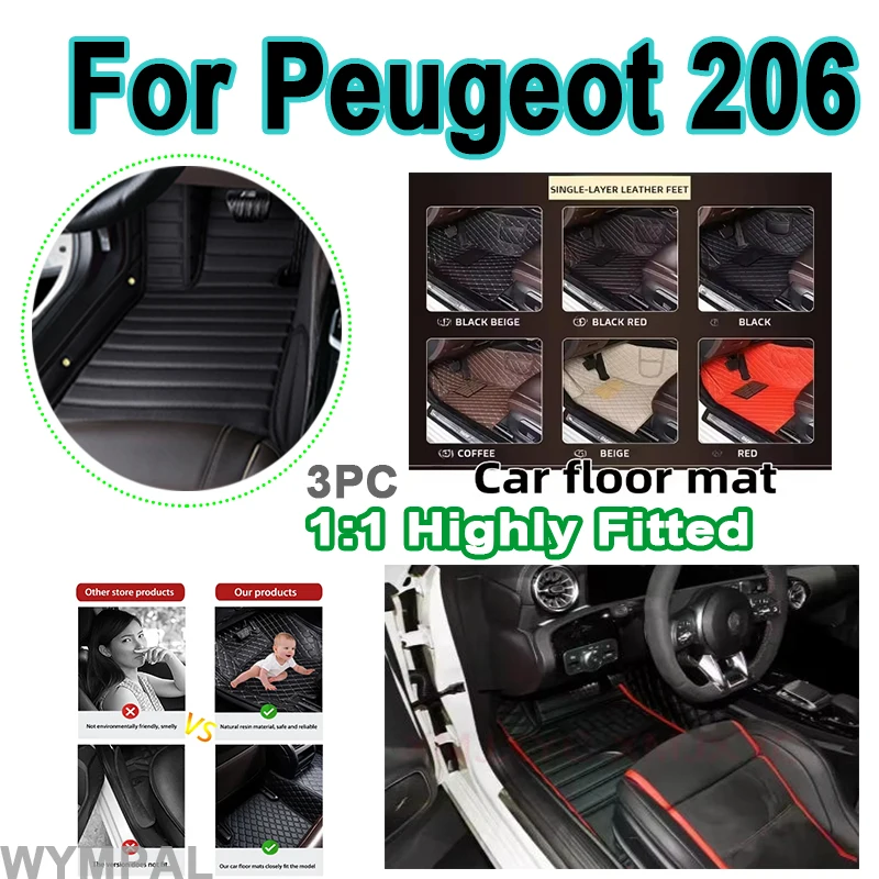 

Luxury Car Floor Mats For Peugeot 206 206+ 1998~2013 Carpets Rugs Leather Mat Interior Parts Car Accessories full set