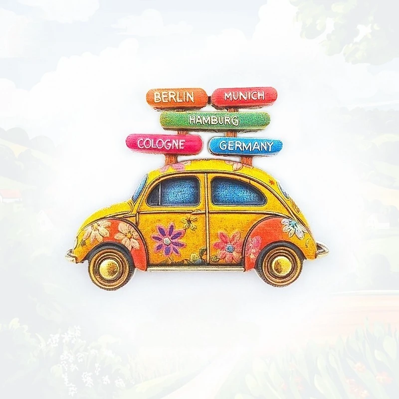 German Beetle Car Fridge Magnet - 3D Vintage Auto Souvenir Retro Decor Unique Europe Gift with Strong Magnet