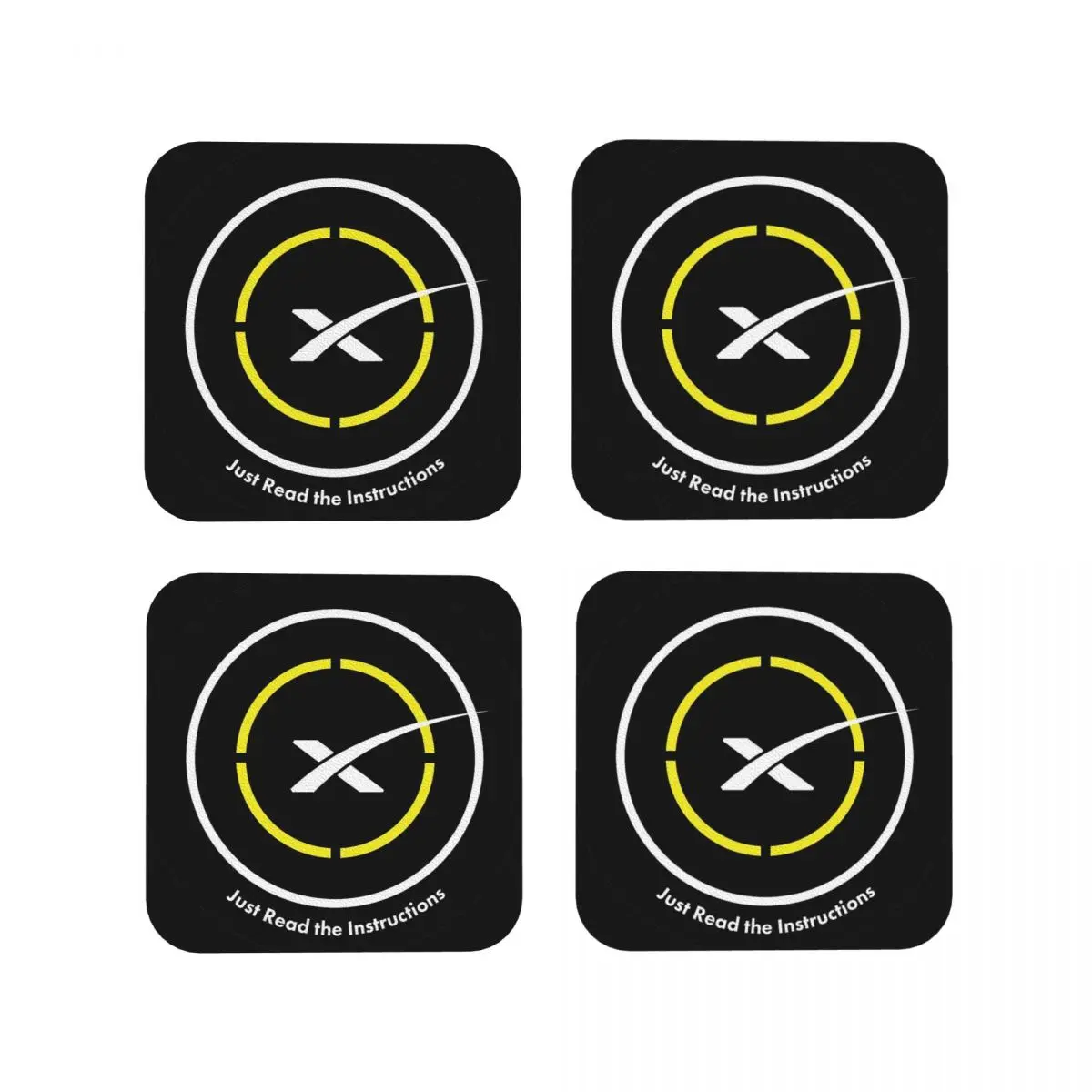 Just Read The Instructions Space X Landing Pad Coasters Kitchen Placemats Insulation Cup Coffee Mats For Decor Home Set of 4