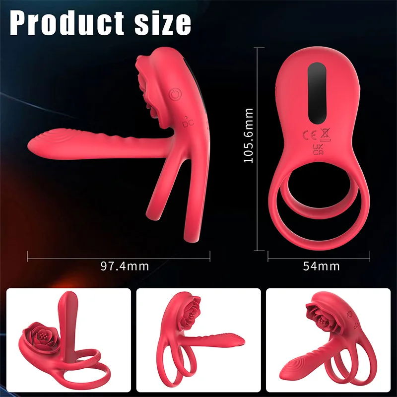 Penis Ring Vibrator Nine-frequency Dual Motor Two-point Vibration Delayed Ejaculation Enlarged Erection Sex Toy For Couples