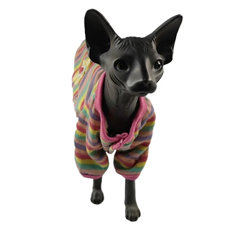 Meow Sphinx Hairless Cat Clothes Cotton Breathable Devon Short Trendy Kitten Clothes for Cats For Small Dog Clothing