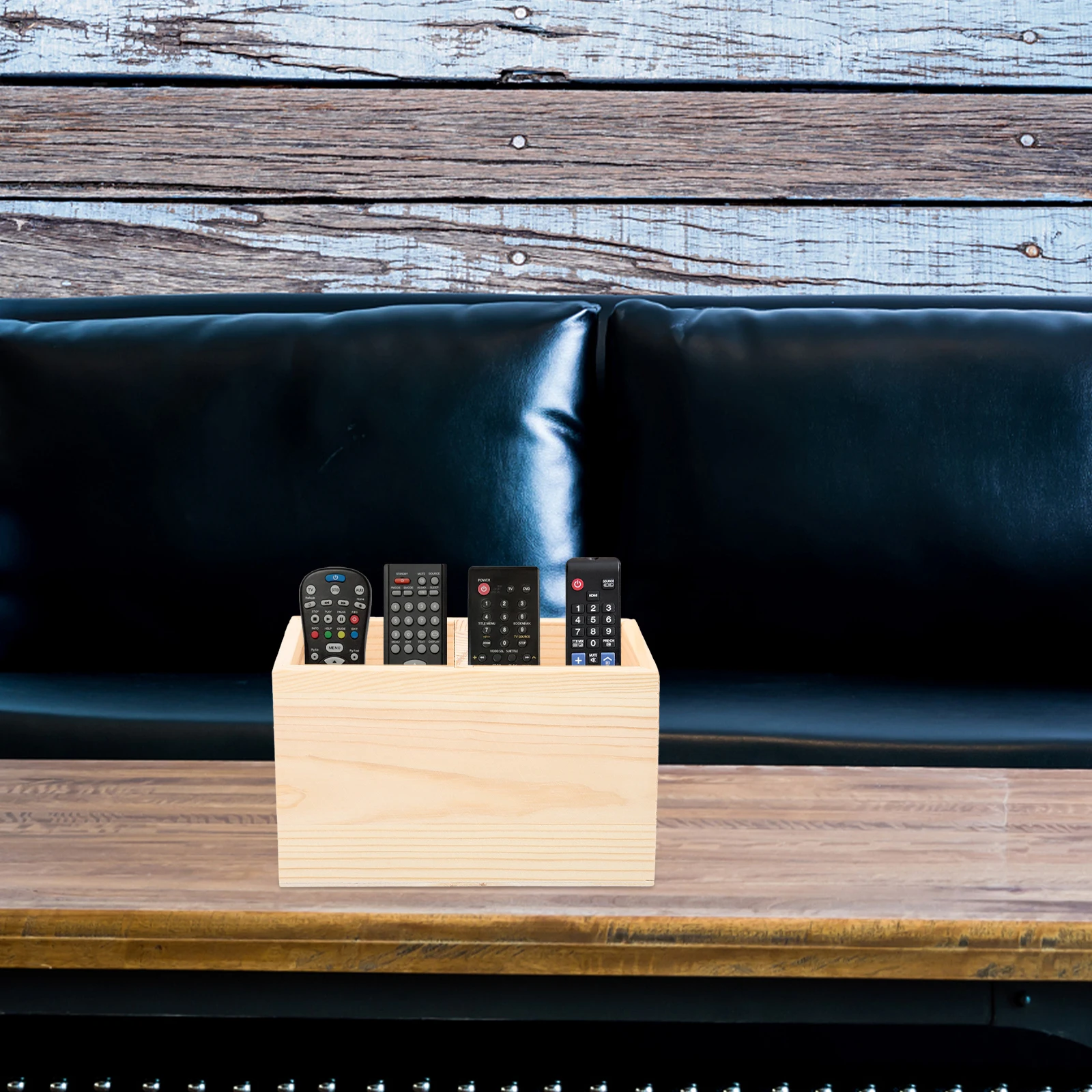 

Two Compartment DIY Pine Wood Storage Bucket Unfinished Solid Color Craft Organizer for Home Office Desk Pencil Holder Wooden