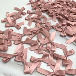 (200 Pcs) Fresh Pink Ribbon Bows Small Size Polyester Satin Ribbons Bow Flower DIY Craft Decoration