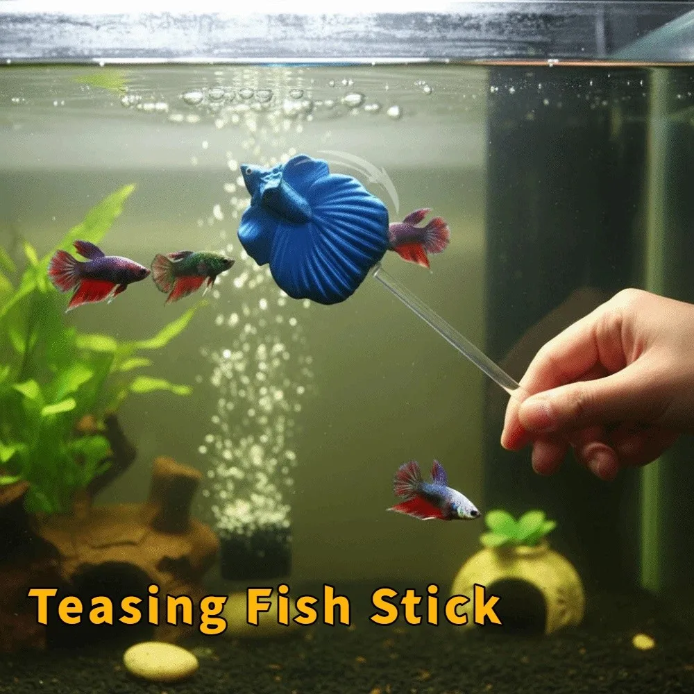 Long Pole Teasing Fish Stick Colorful Resin Simulation Betta Stick Fish Shaped Fish Interactive Plaything Fish Tanks Accessories