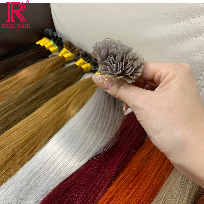 Ponta lisa Queratina extensões de cabelo, cabelo humano real, reta virgem colorida, cabelo vietnamita, pré-ligado cabelo fusão