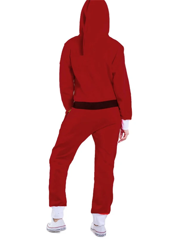 Street Sle Hooded Pajamas Jumpsuit Long Pants Home Wear Spwear All-Match Casual Suit for Women Comfortable Breathable