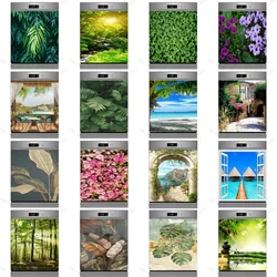 Forest Green Leaf Scenery Flower Wallpaper Dishwasher Sticker Self Adhesive Vinyl Wall Sticker Custom Furniture Renovation Decal