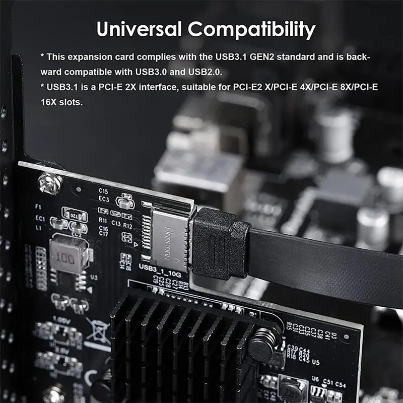 

B0KF PCI-E 2X to Type-E Internal 20-Pin Front Panel Connector Riser Expansion Card