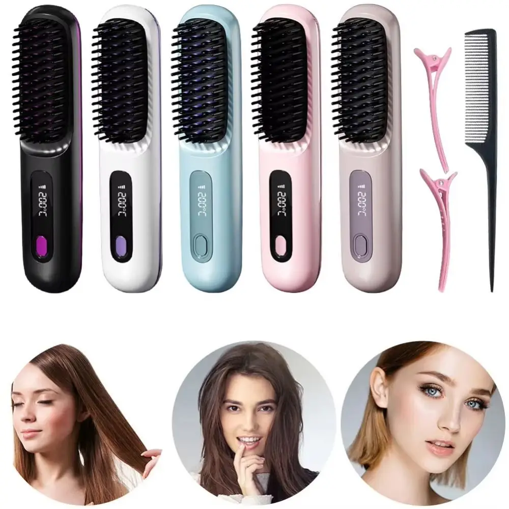 

Digital Display Hair Straightening Comb 3 Level Adjustables 160-200C° Hair Styling Tool Fast Heating Anti-Scald Hair Flat Irons