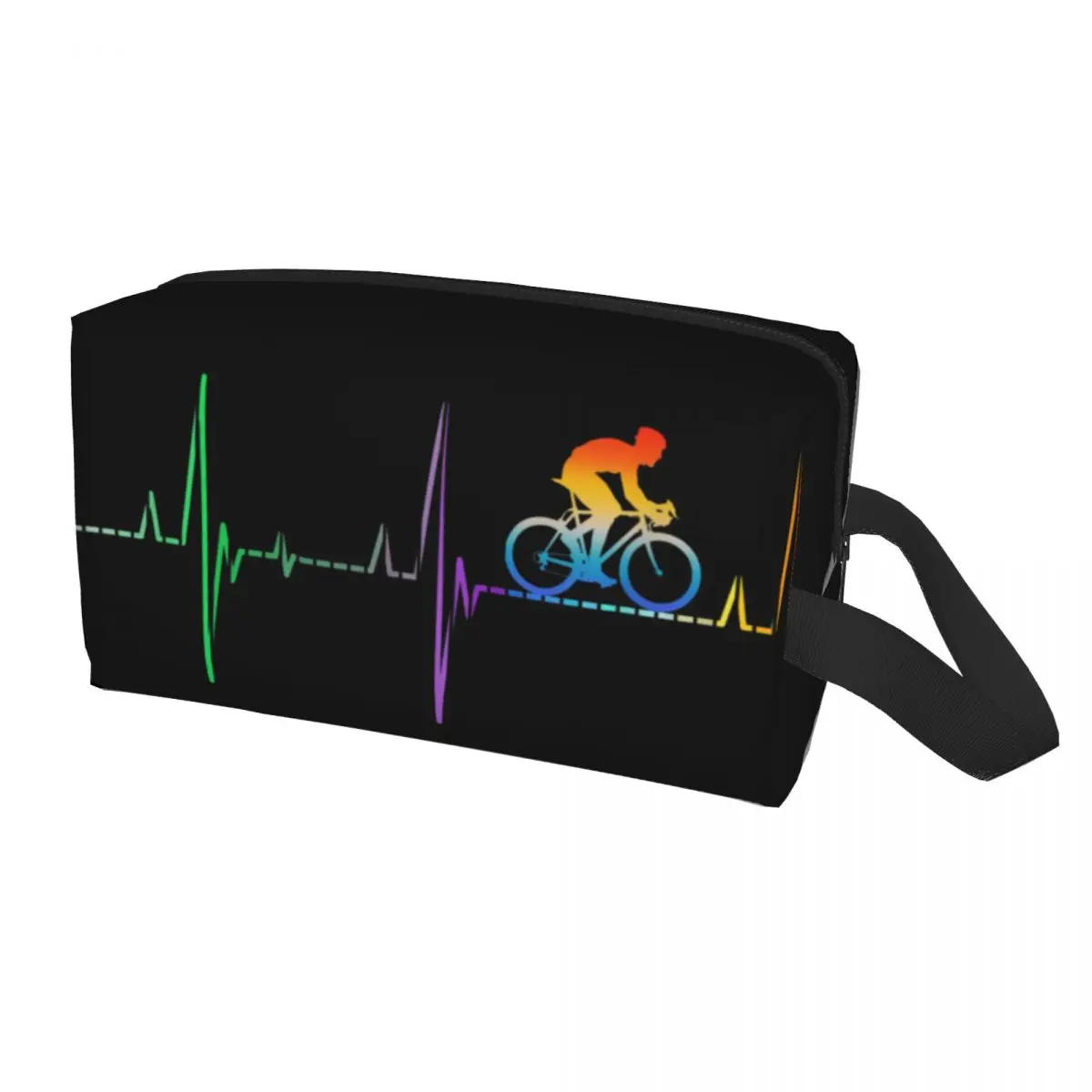 

Heartbeat Cycling Bicycle Toiletry Bag Women Vintage Retro Cyclist Bike Riding Makeup Cosmetic Organizer Storage Dopp Kit Box