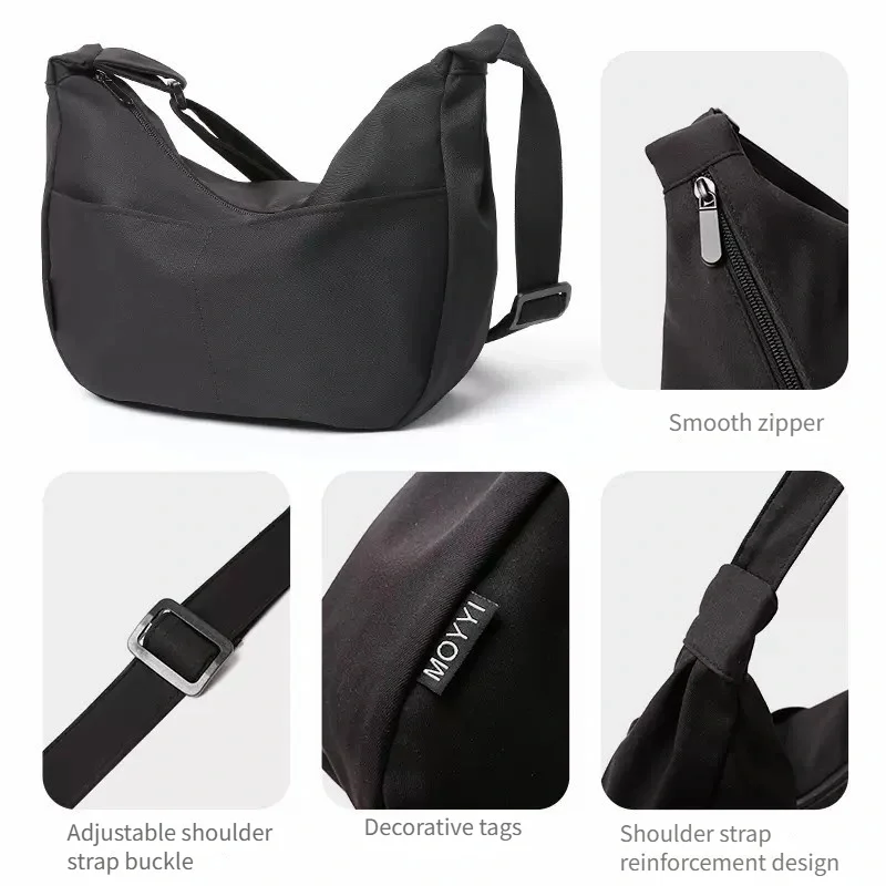 XOKY Casual Women Shoulder Bag Korean Style Hobos Bag Youth Crossbody Shoulder Bag  messenger bag Large Capacity Nylon Bag 1009