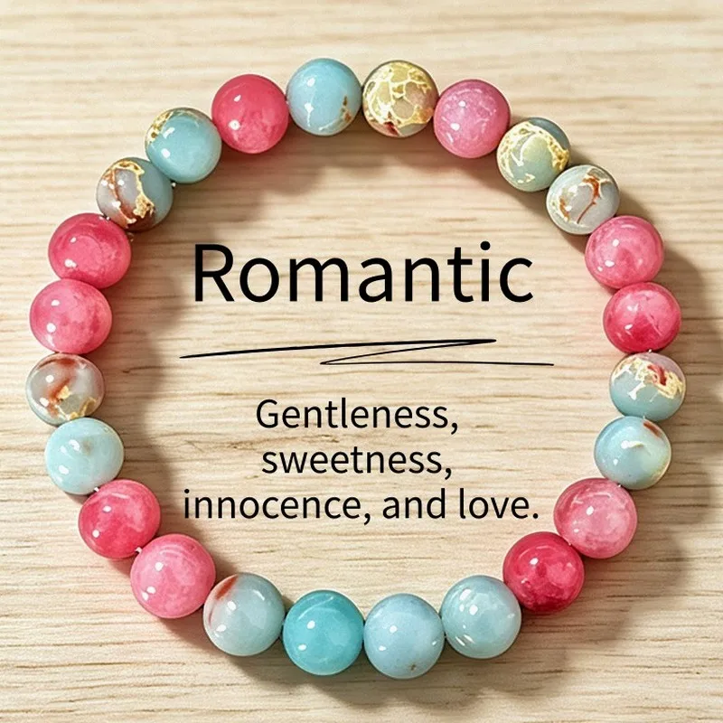 Natural Rhodonite Beaded Bracelet Shoushan Stone Fresh Sweet Handmade Jewelry Gift for Women Elegant Vintage