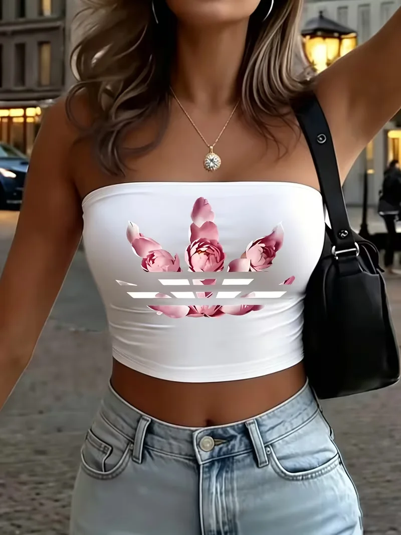 Women's pink rose print plunging-neck top, casual summer blouse, versatile for outerwear, comfortable and fashionable