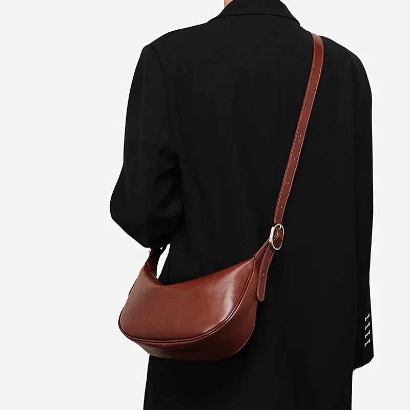 YANATARI Genuine leather shoulder bag woman minimalist crossbody bag cowhide  female luxury bag Dumpling bag