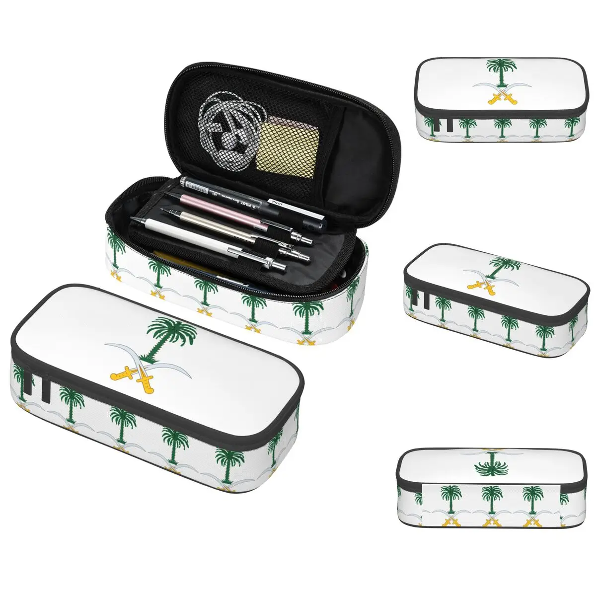 

Coat Of Arms Of Saudi Arabia Pencil Case for Students School Pen Box Pencil Bag Stationery Supplies Pen Holder Bag