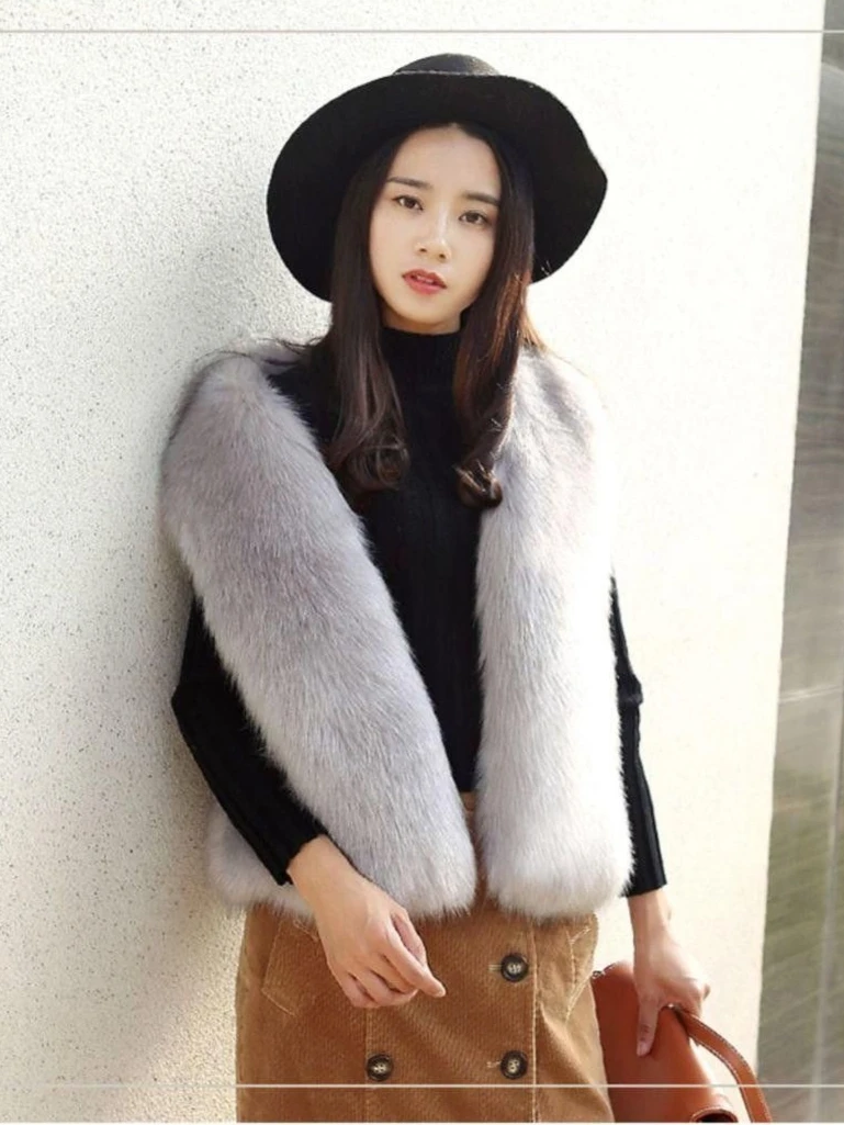 Gilet in pelliccia di volpe sintetica taglie forti 2025 Cappotto invernale corto da orsacchiotto - Giacca senza maniche soffice e addensata da donna Capispalla coreano slim fit