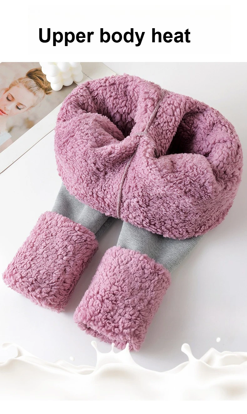 Plus Size hoch taillierte, mit Fleece gefütterte Leggings für Damen, wolkenartige, weiche Thermohose, Winter, verdickte warme Baumwollhose, alleine tragen – Detail 2