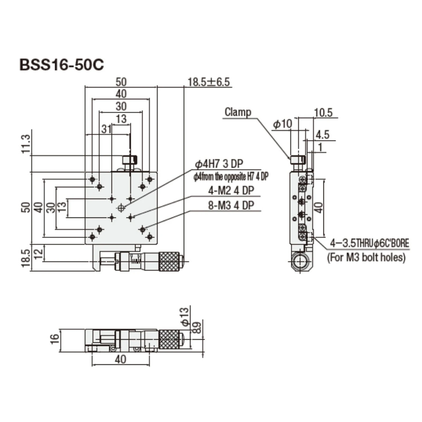 Manual Y-axis SURUGA BSS16-50C Optical Precision Displacement Fine-tuning Sliding Table Steel 50mm Used