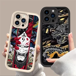 Japan Samurai Oni Mask Art Case For iPhone 15 16 14 13 12 11 Pro Max X XS X S Max XR SE 2020 7 8 Plus iphone16 Silicone Cover
