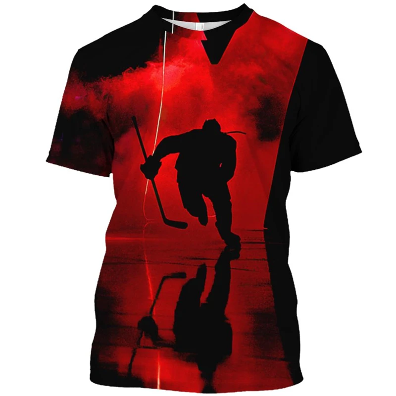 Hockey T-Shirt 3D Printed Short-Sleeved Top Fashion Sports Casual Tees Oversized Men\'s Clothing Outdoor Streetwear Fans Clothes