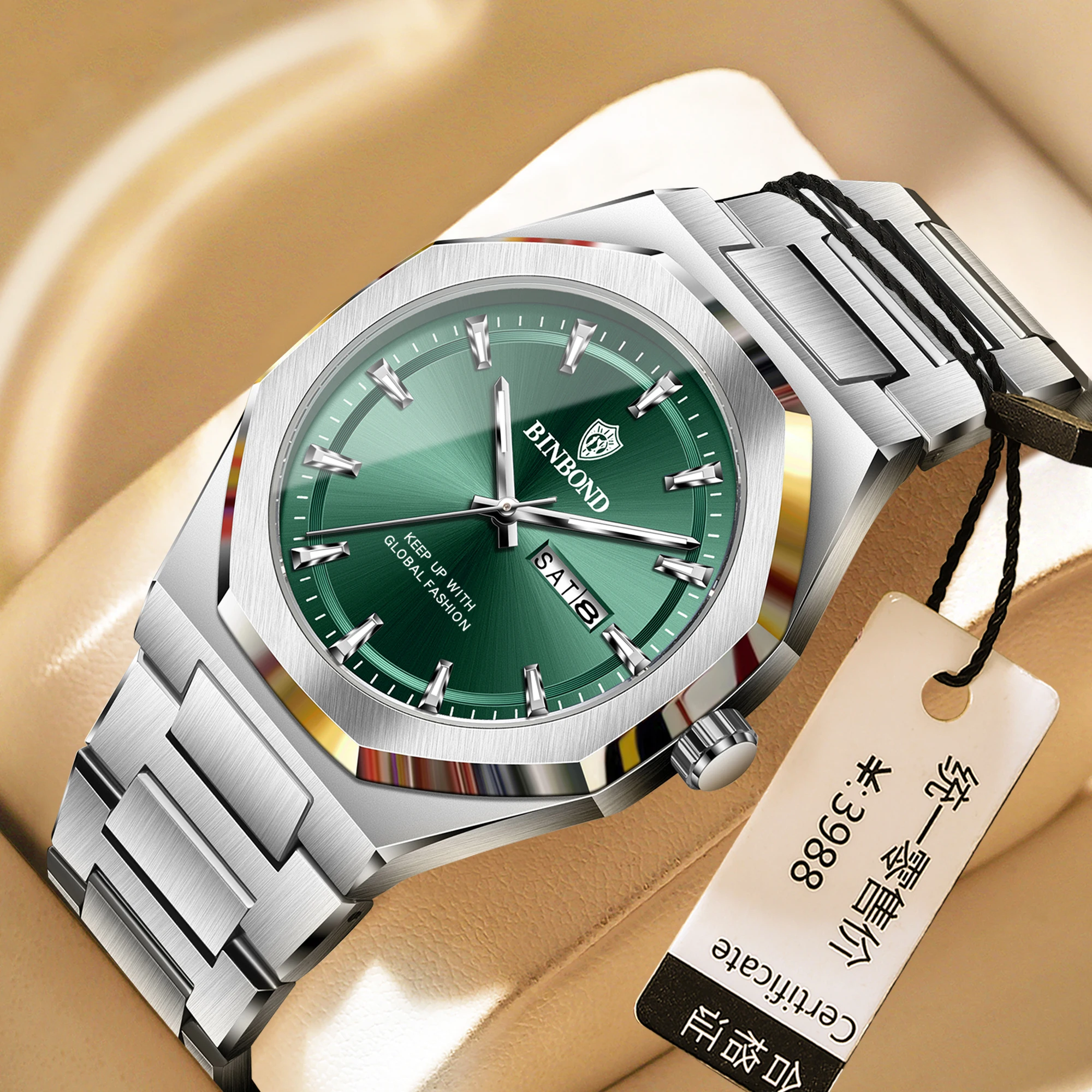BINBOND 860, мужские часы, лучший бренд класса люкс, кварцевые часы из нержавеющей стали, мужские модные деловые часы Relojes Para Hombres