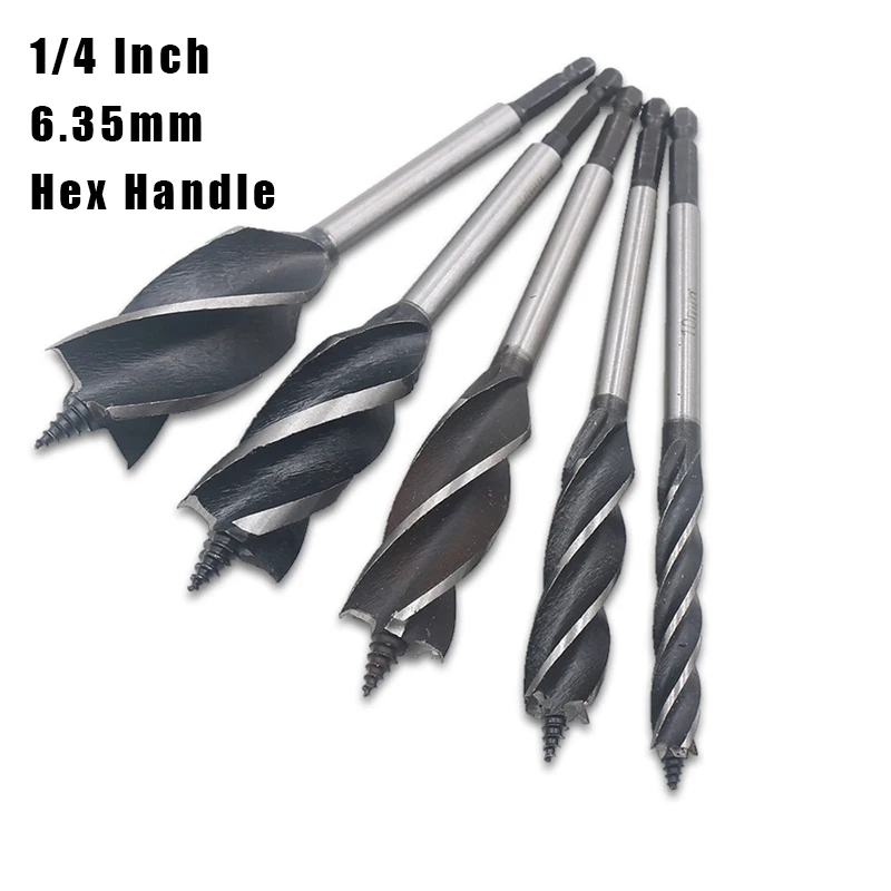 6.35mm Hex Handle 10-35MM High Speed Steel Twist Drill Bit Long Four-slot Four-blade Woodworking Tools Drill Bit Hole Opener Saw