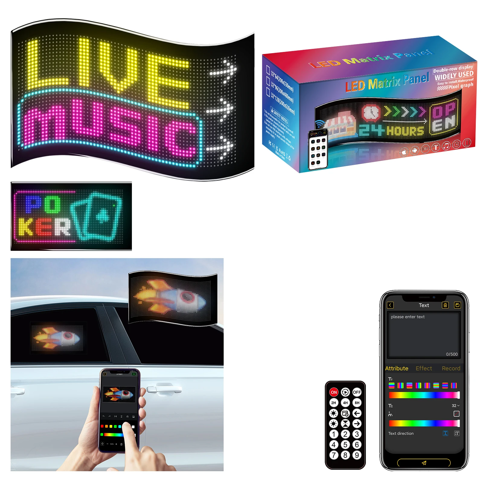 32*64 تصميم مجاني قابل للبرمجة APP التحكم Led اسم الشعار تسجيل لوحات مصفوفة Led مرنة الإعلان شاشة Led للإعلان