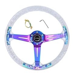 TIYPEOR Transparent Steering Wheel Sport Acrylic 350mm Racing Sports Steering Wheel