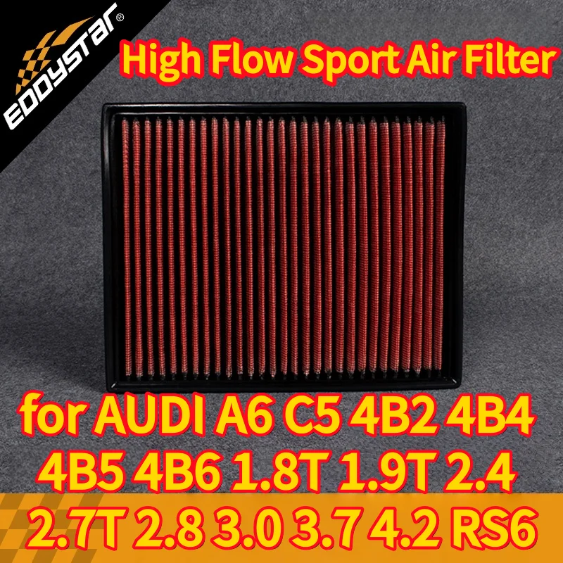 

High Flow Sport Air Filter for AUDI A6 C5 4B2 4B4 4B5 4B6 1.8T 1.9T 2.4 2.7T 2.8 3.0 3.7 4.2 RS6 Washable Racing Intake Filters