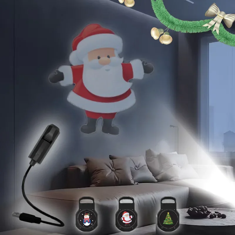 360 °   Lâmpada de projeção de natal rotativa led night light 3 padrões comutáveis para parede teto decoração do quarto presente do dia das bruxas