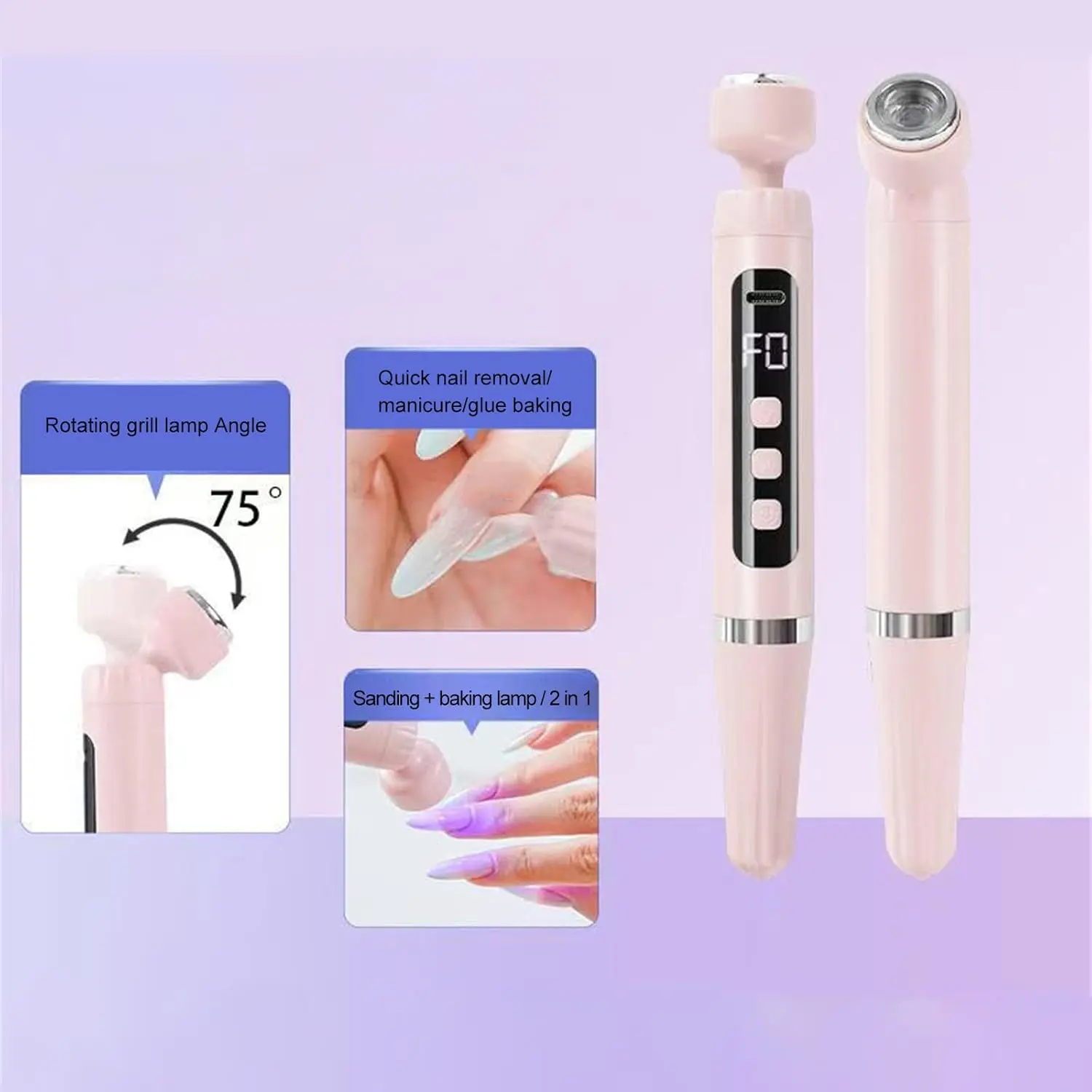 LINMANDA Essiccatore per unghie gel portatile Display a LED adatto per lucidatura del gel Kit per unghie acriliche Viaggio Uso domestico Nail Art Fai da te Nail Art