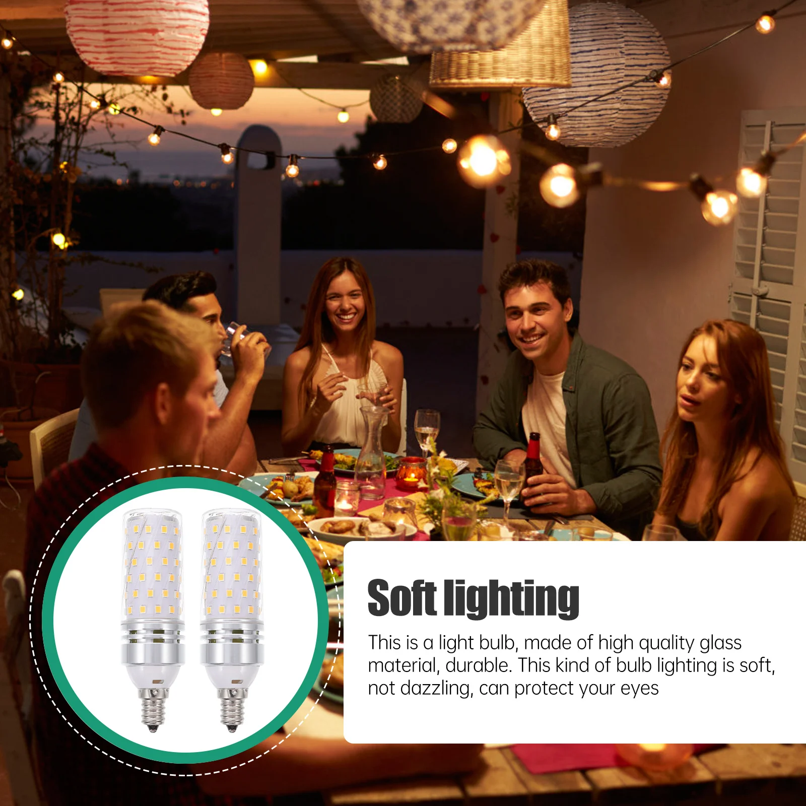 2Pcs Home LED Light Bulb E12 2- Efficient Safe Lighting Bulb for Living Room Bedroom Fixture Installation