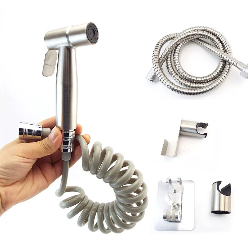 

Hand Toilet bidet Sprayer Gun set kit Stainless Steel spring hose ass clean Anal Hand Faucet wc Shower Head for Self Cleaning R1