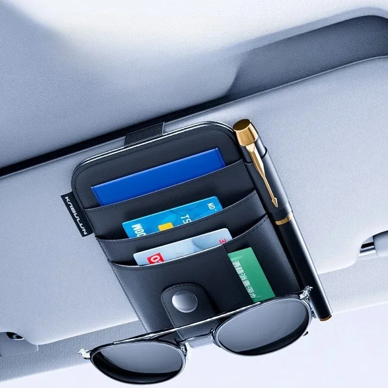 Car Sun Visor Storage Card Holder Car in-car Glasses Holder Card Storage Bag Multi-function Ticket Document Holder Accessories