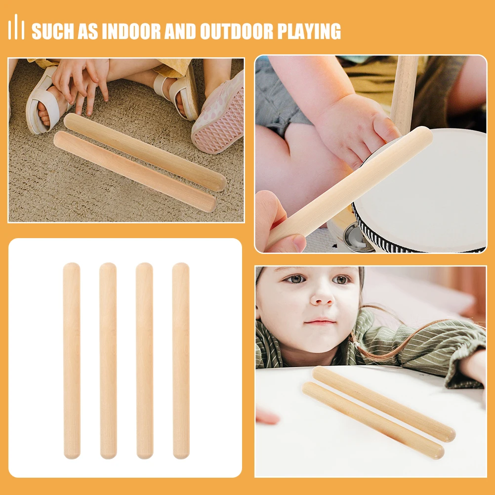 

4 Pcs Batter Rhythm Stick Set Child Drumming Maple Musical Instruments for Children