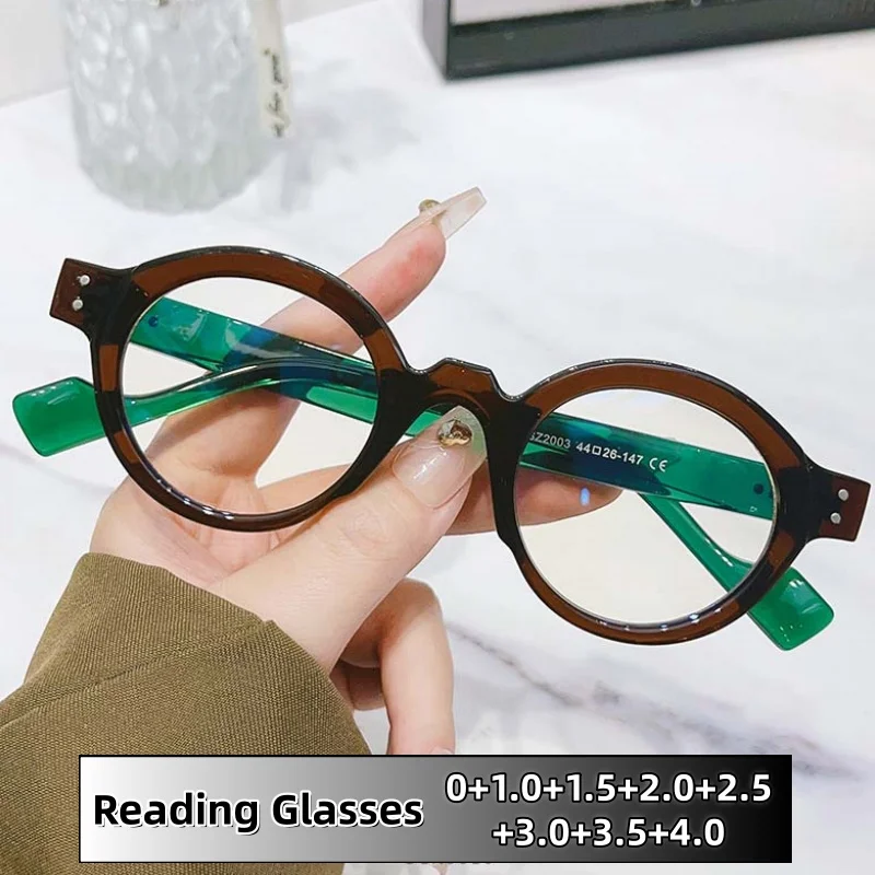 

Unisex Vintage Small Round Frame Reading Eyewear Blue Light Blocking Presbyopia Glasses Fashion Multi-colored Eyewear Legs