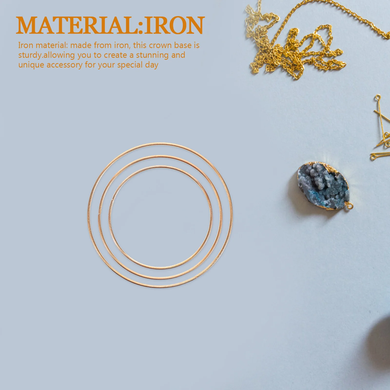 

3Pcs Baroque Crown Base Elegant Vintage Style Round Iron Bridal Headwear DIY Accessories Hair Crown Making Display Stand