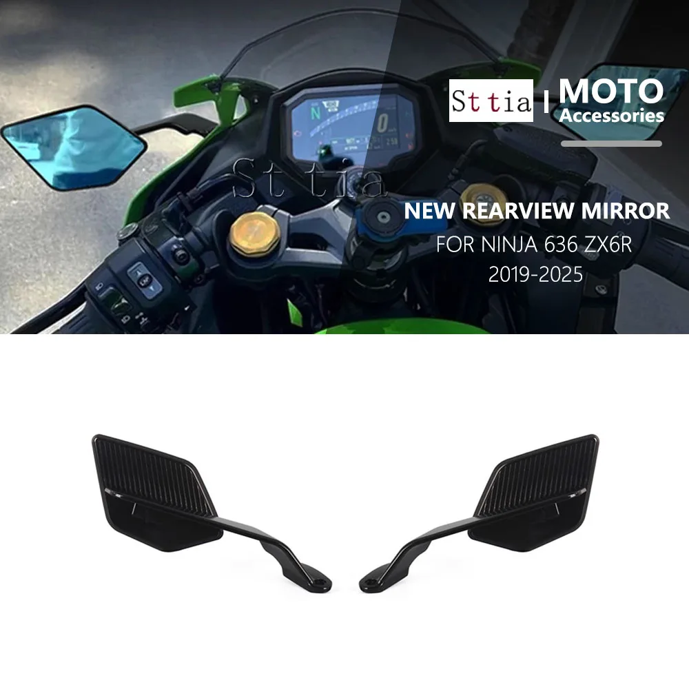 

Новое зеркало заднего вида для мотоцикла, подходящее для Kawasaki NINJA 636 ZX6R 2019-2025, спортивное зеркало Stealth Winglet, регулируемые зеркала Stealth