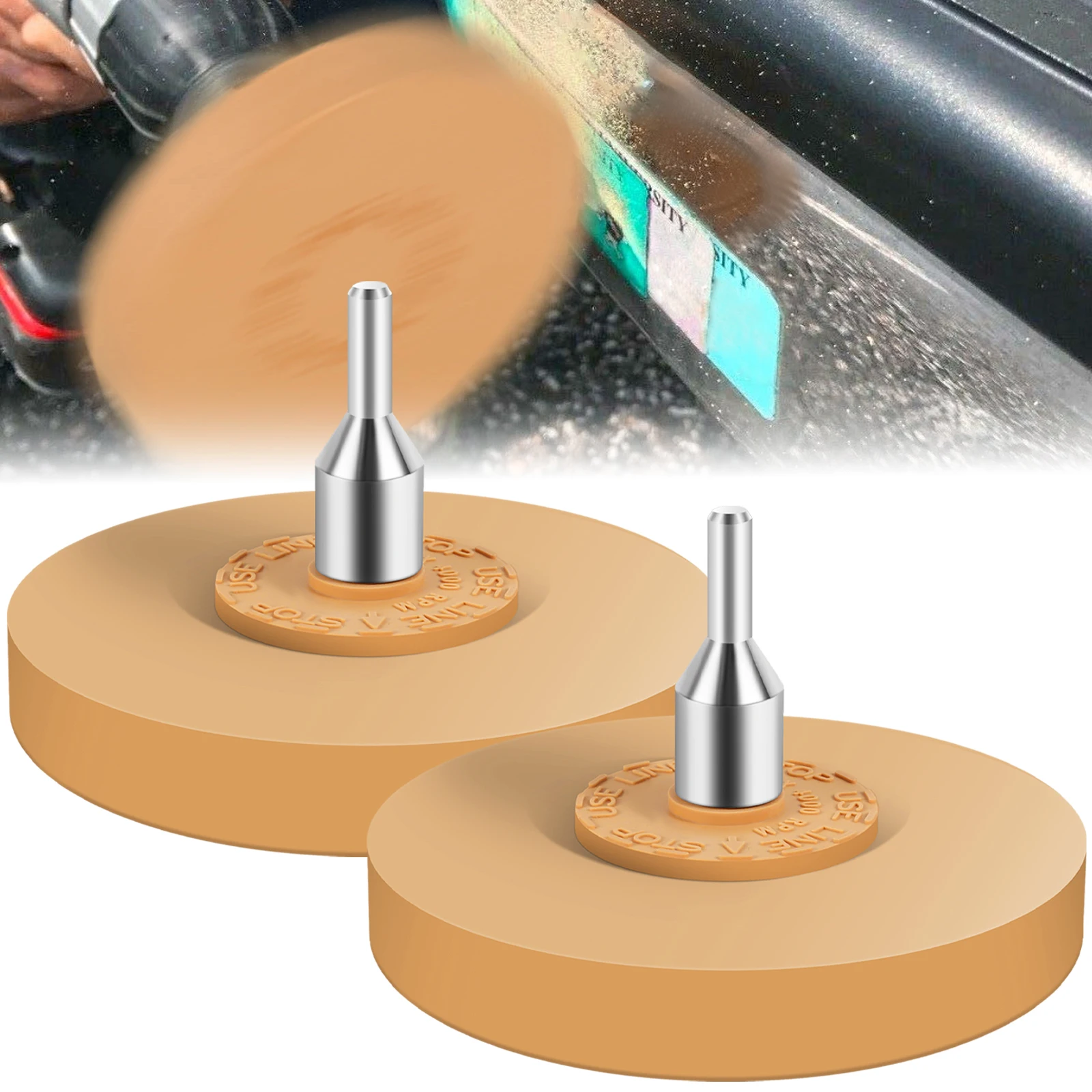 

2Pcs Decal Remover Eraser Wheel 4inch Rubber Wheel Decal Removal Tool with Adapter Multi Purpose Rubber Eraser Wheel Safe Eraser
