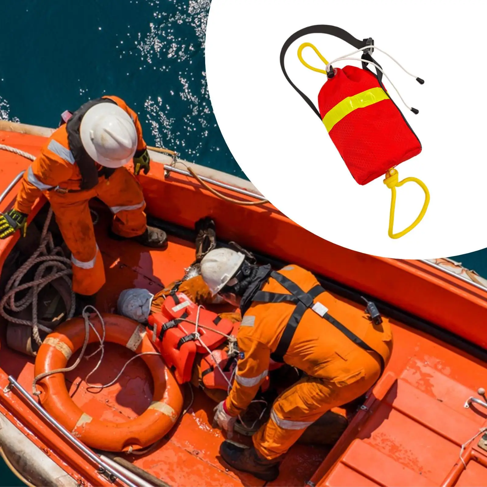 Throw Line Storage Bag Reflective with 21M Line Throwable Device for Kayak Water Activities