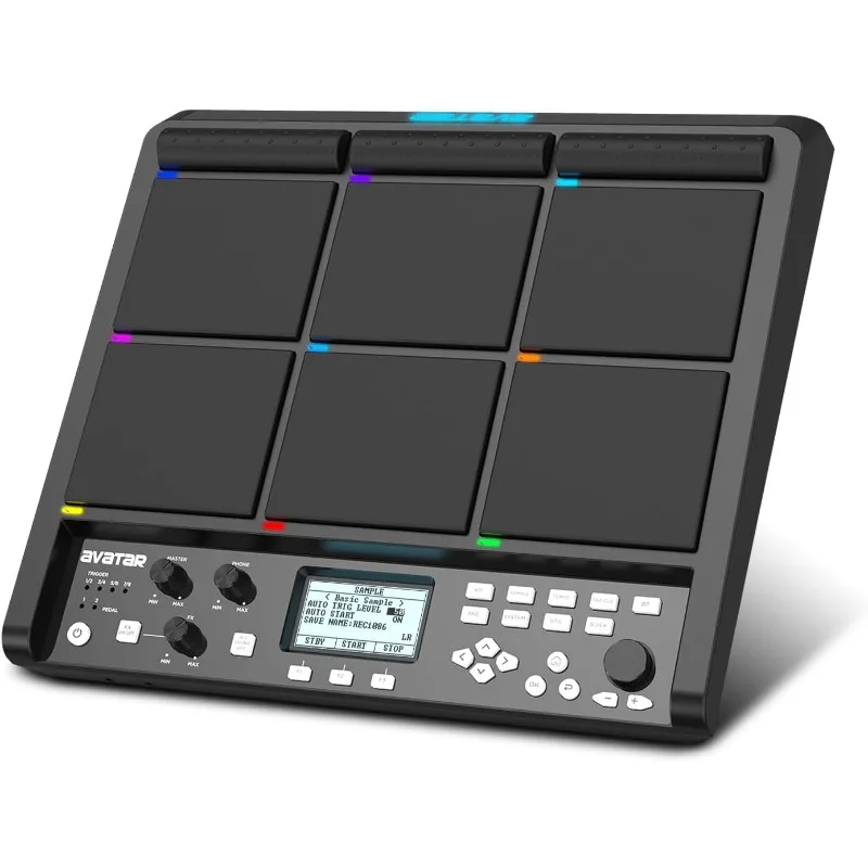 PD708 Sample Pad Percussion And Sampling Instrument With 9 Drum Pads For Live Performance, 1000+ Built-in Sounds, 32 GB Storage
