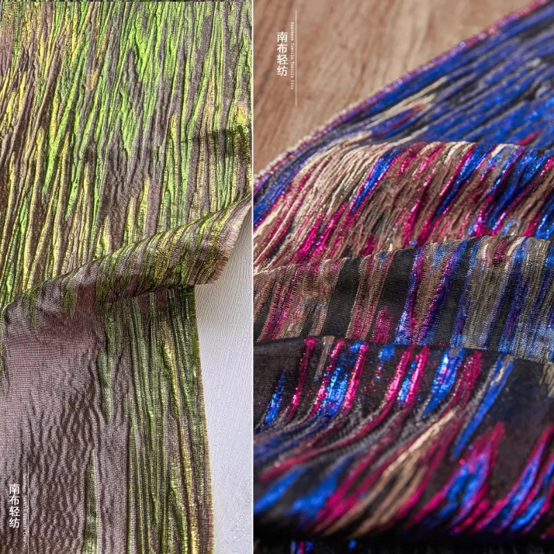 

Black Blue Bright Silk Jacquard Fabric for Chinese Style Creative Outerwear Decoration Painting Clothing Diy Sewing Cloth