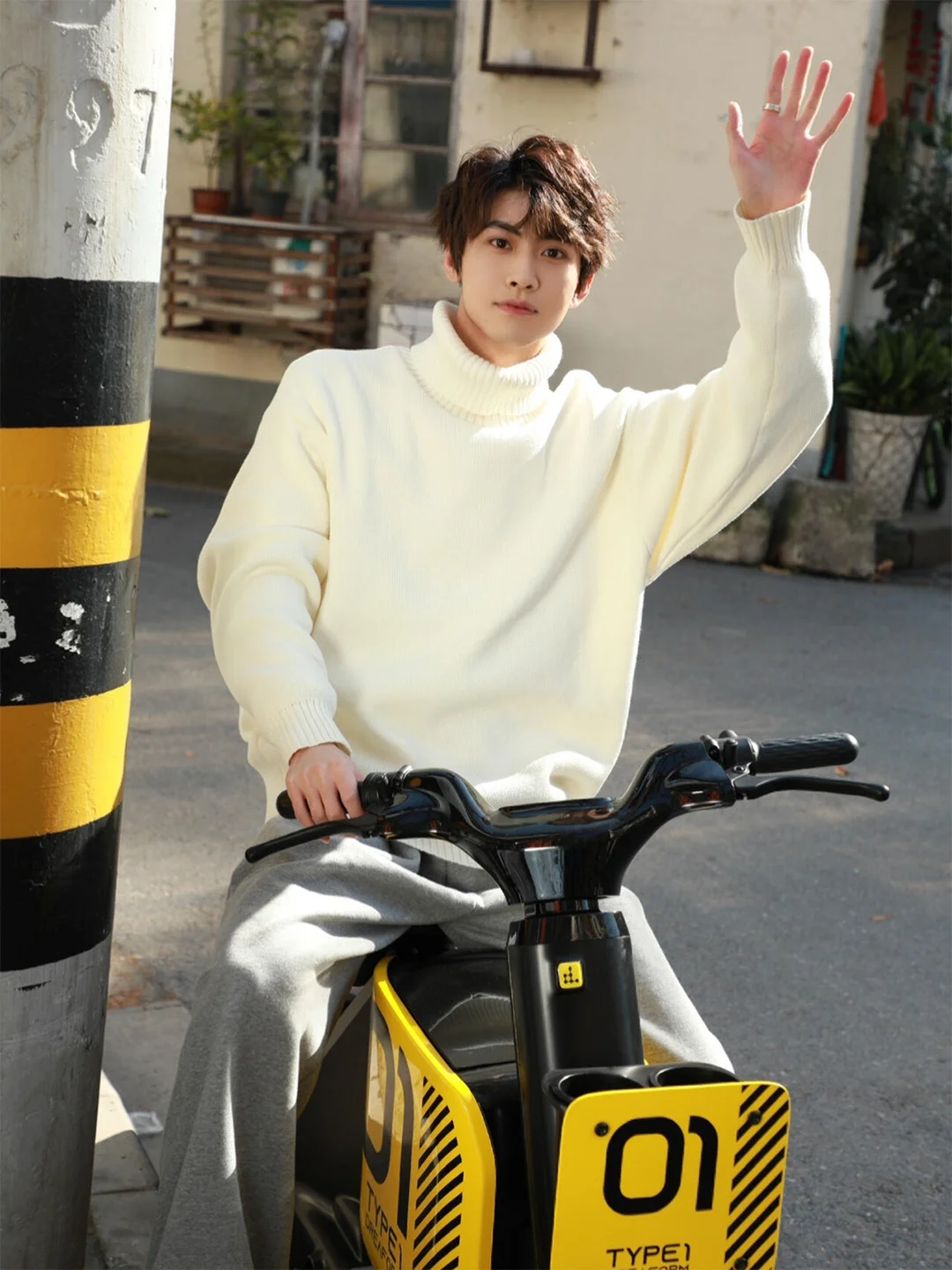 

Men's High Collar Fce Lined Knitwear Thi Warm Soft Wool Sweater Cleanfit Sle Winter Faion Casual Wear Long Sve