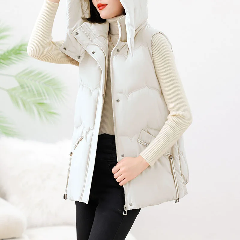 

Autumn Winter Women's Short Cotton Down Vest Hooded Warm Sleeveless Jacket Female Tops Ladies Waistcoat Outwear Chaleco Mujer