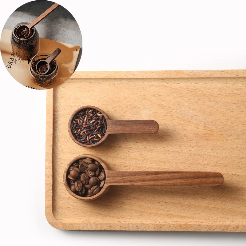 Home Black Walnut Measuring Spoon Set Kitchen Spoon Long and Short Handle Coffee Measuring Spoon Wooden Coffee Measuring Tools