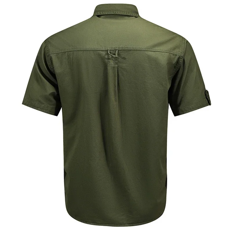 Men\'s Tactical Short-sleeved Shirt Summer New Outdoor Multi-pocket Quick-drying Military Cargo Shirt Hiking Fishing Work T-shirt