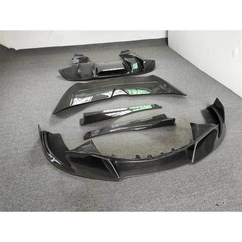 Factory Hot Sale V Style True Carbon Fiber Front Lip Side Skirt Diffuser Rear Spoiler Body Kit Exterior Upgr Parts