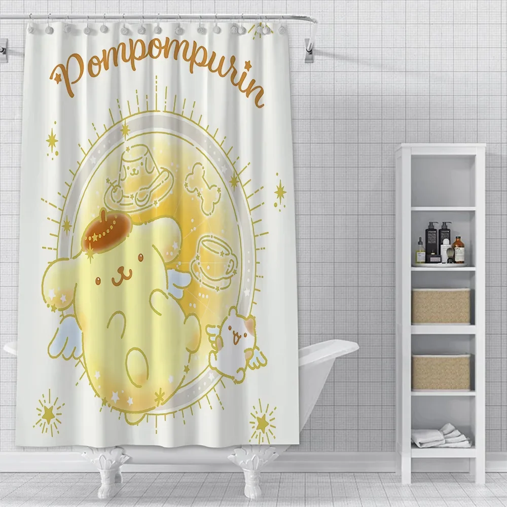 Cute Cartoon P-Pom Pom Purin Shower Curtain Waterproof Polyester Fabric Paint Colorful Bath Curtains Curtain With Hook view 2