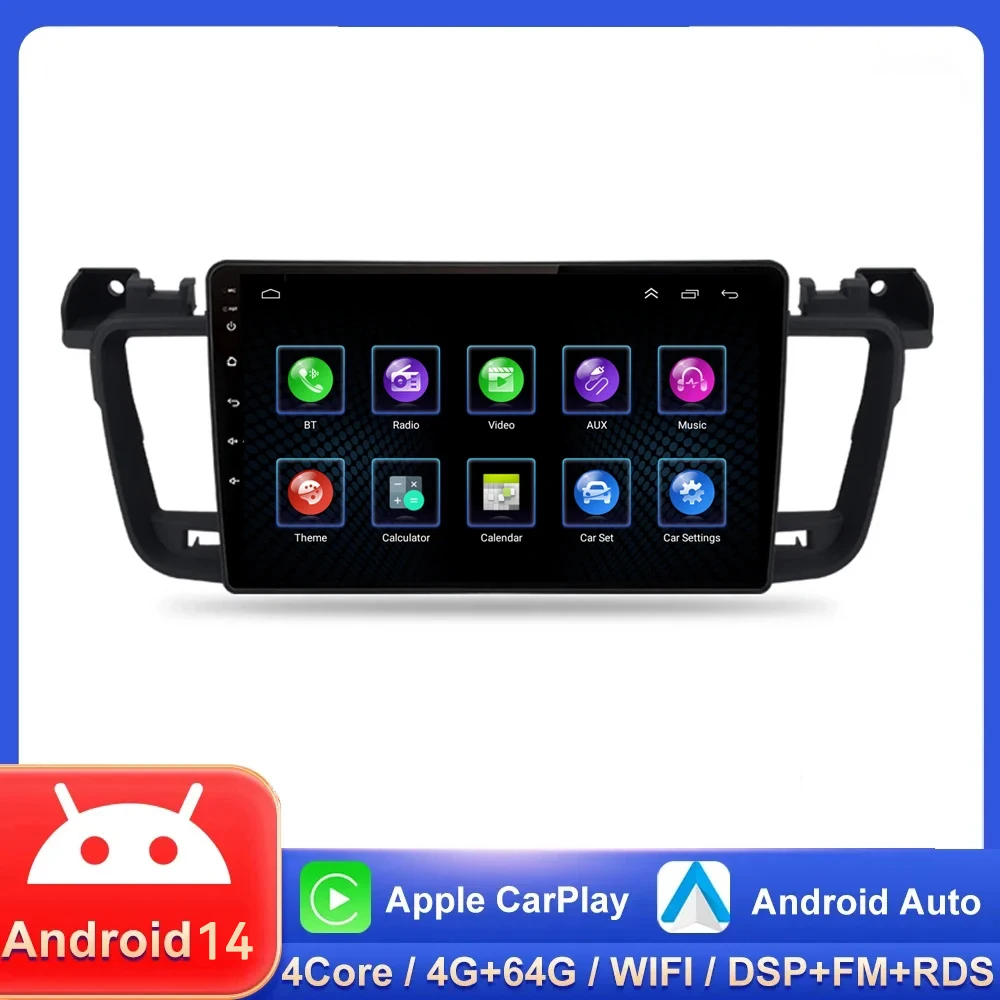 

Android 14 radio For Peugeot 508 508SW 2011-2017 2018 Multimedia Player Auto Radio GPS Carplay 4G WiFi DSP Bluetoot Mirror link