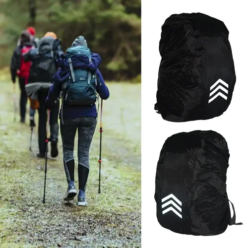 Imagen 2 del producto Funda para mochila de 18-45L, mochila reflectante impermeable, cubierta para la lluvia para visibilidad nocturna, Protector a prueba de rayos UV, a prueba de polvo para exteriores